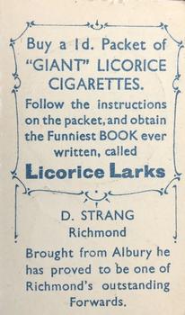 1933 Giant Brand Australian Licorice League and Association Footballers #NNO Douglas Strang Back